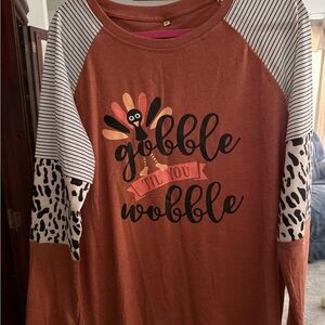 Orange Gobble Til You Wobble Raglan Shirt